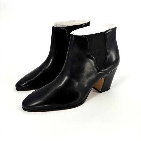 H&M Ankle Heeled Black Boot Women’s Size 9 Pointed Toe Pull On Booties NWT - Picture 3 of 10